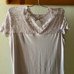 Gray lace on top fancy tee